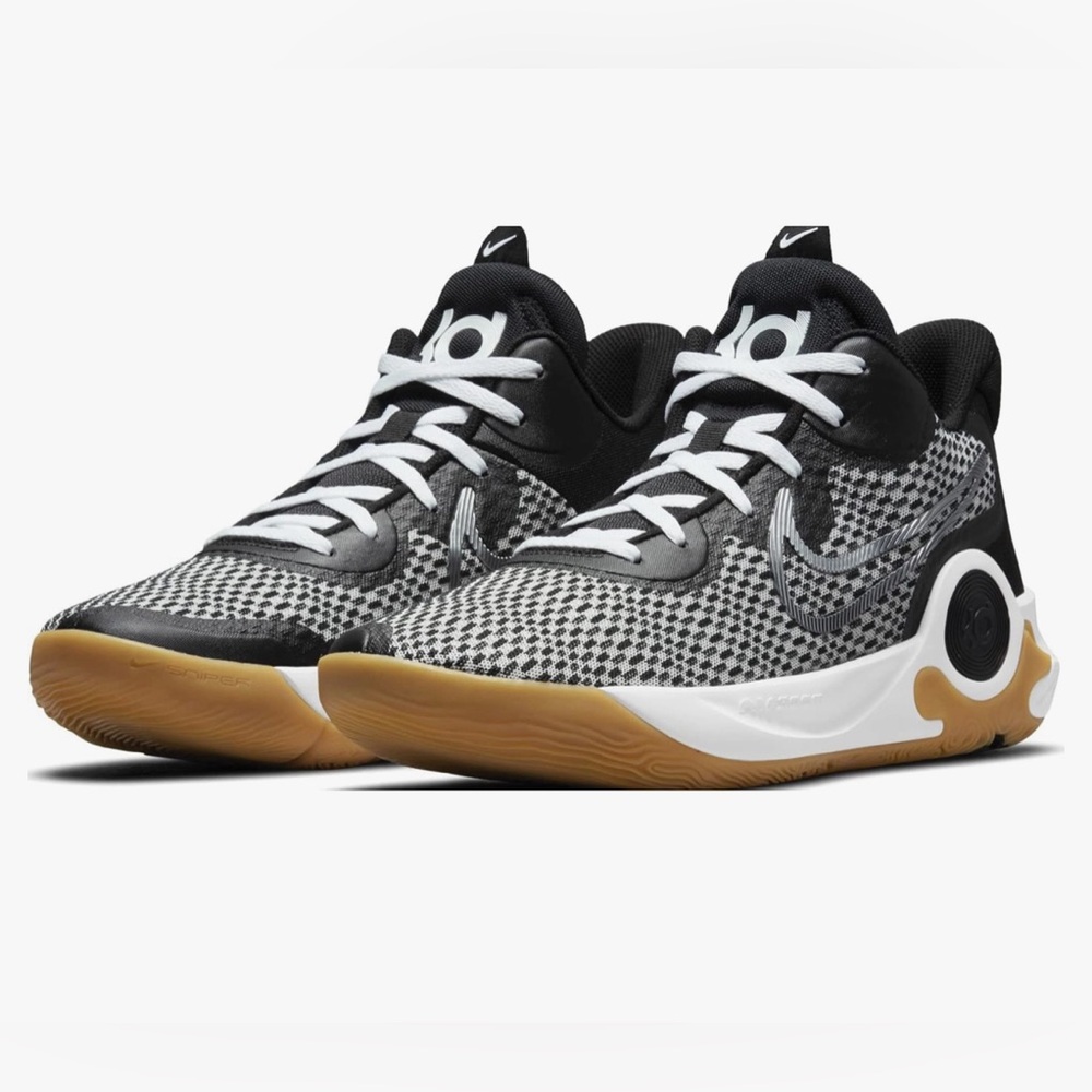 Nike KD Trey 5 IX Air Zoom Basketball Shoes CW3400 Black White Check Mens 9/42